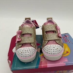 NWT Girls S Sport by Skechers Gold  Shimmery Julieana Sneakers with box